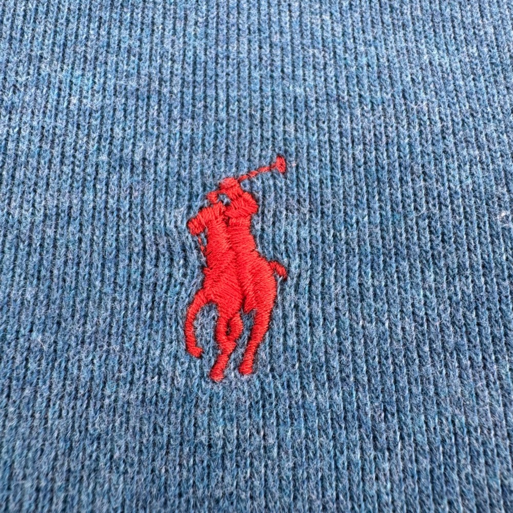 Polo Ralph Lauren Quarter Zip Pullover Mens XL Blue Cotton Pony Logo Sweater - Picture 4 of 10